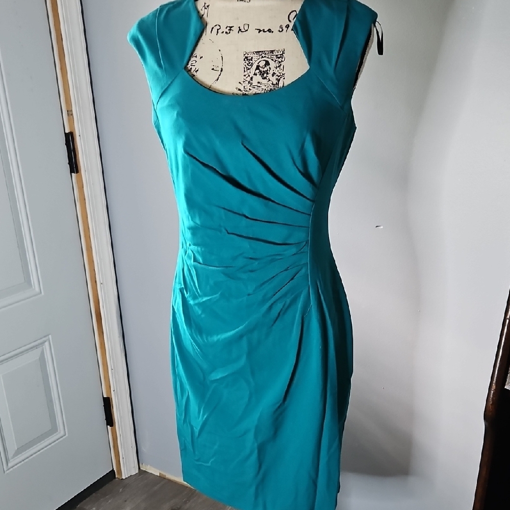 Calvin Klein Blue Ruched Sheath Midi Dress